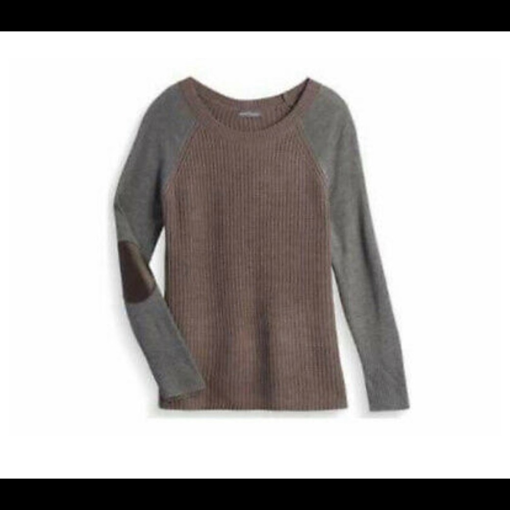 Button Back Elbow Patch Pullover Sweater